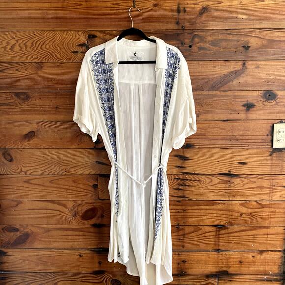 Cupio blue and white printed button up dress size XL - Picture 1 of 8